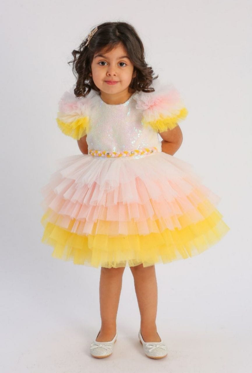 Briana Kids Shiny Dress With Head Piece