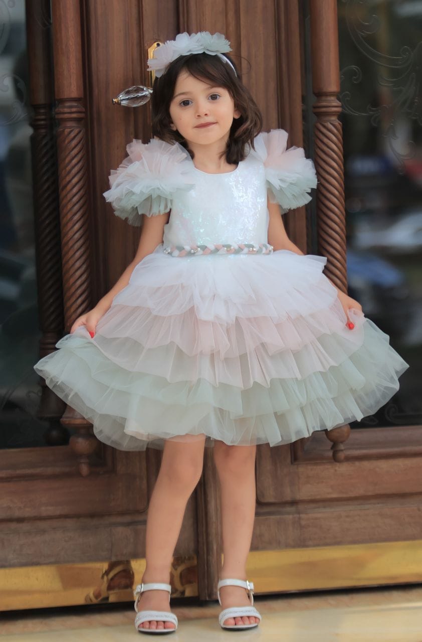 Briana Kids Shiny Dress With Head Piece