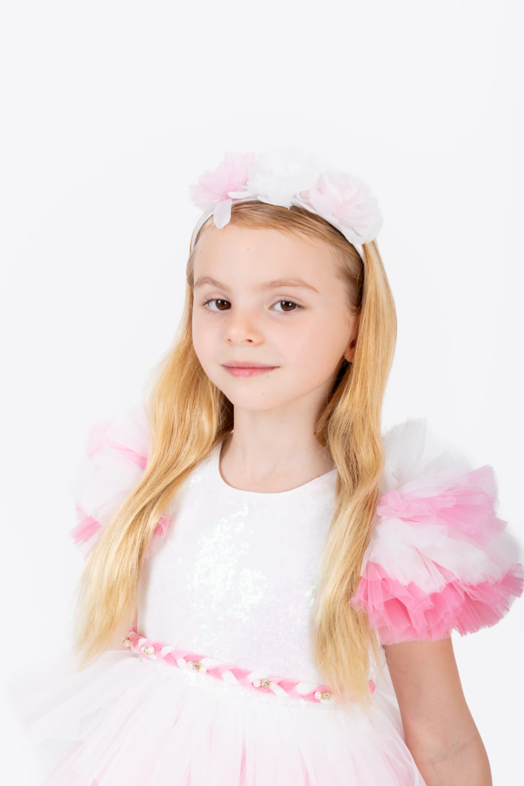 Briana Kids Shiny Dress With Head Piece