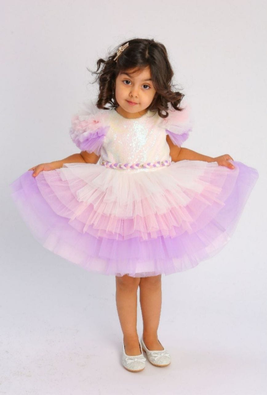 Briana Kids Shiny Dress With Head Piece